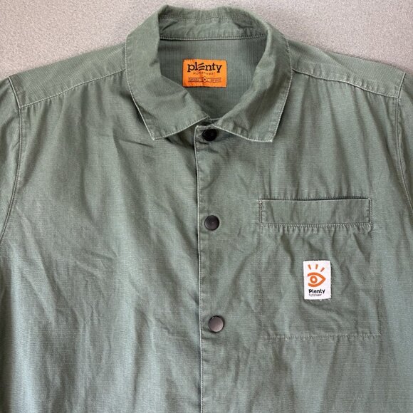 Plenty Humanwear Terence Snaps Shirt Mens M Green Ripstop Workwear Outdoor Coat - Picture 2 of 16